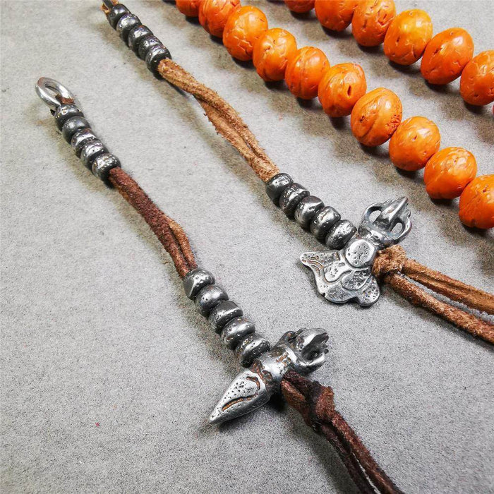 5mm Cold Iron Prayer Bead Counters - Tibetan Buddhist art, front view