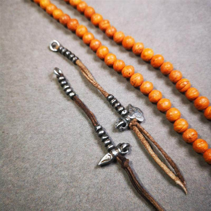 5mm Cold Iron Prayer Bead Counters - Tibetan Buddhist art, close-up detail