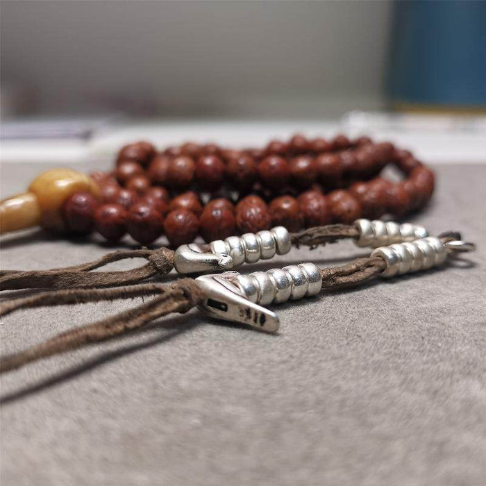 5mm Silver Prayer Bead Counters with Lucky Birds Pendant - Tibetan Buddhist art, view 5