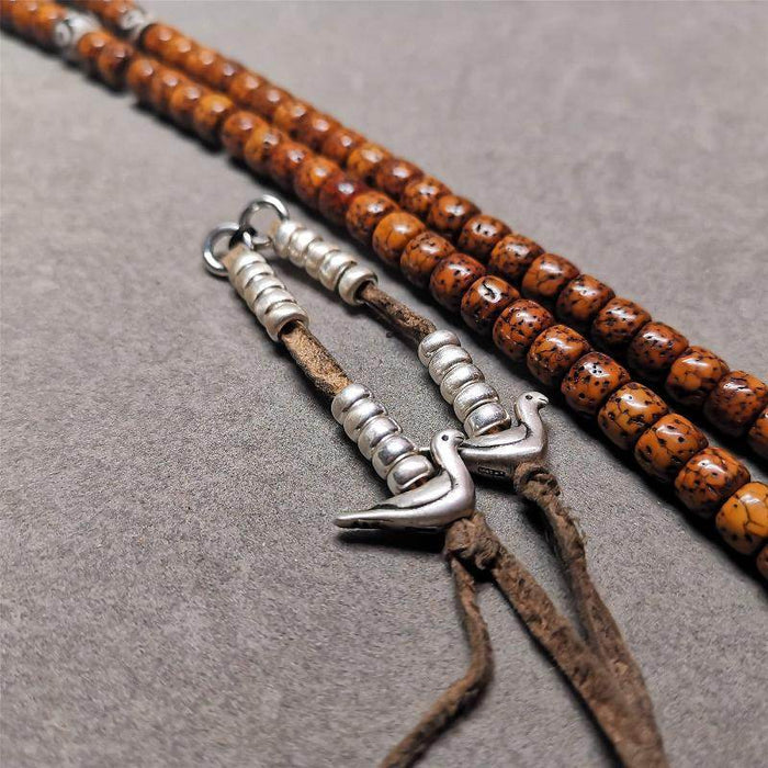 5mm Silver Prayer Bead Counters with Lucky Birds Pendant - Tibetan Buddhist art, view 6