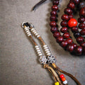 5mm Sterling Silver Prayer Bead Counters with Lucky Knot Pendant - Tibetan Buddhist art, front view