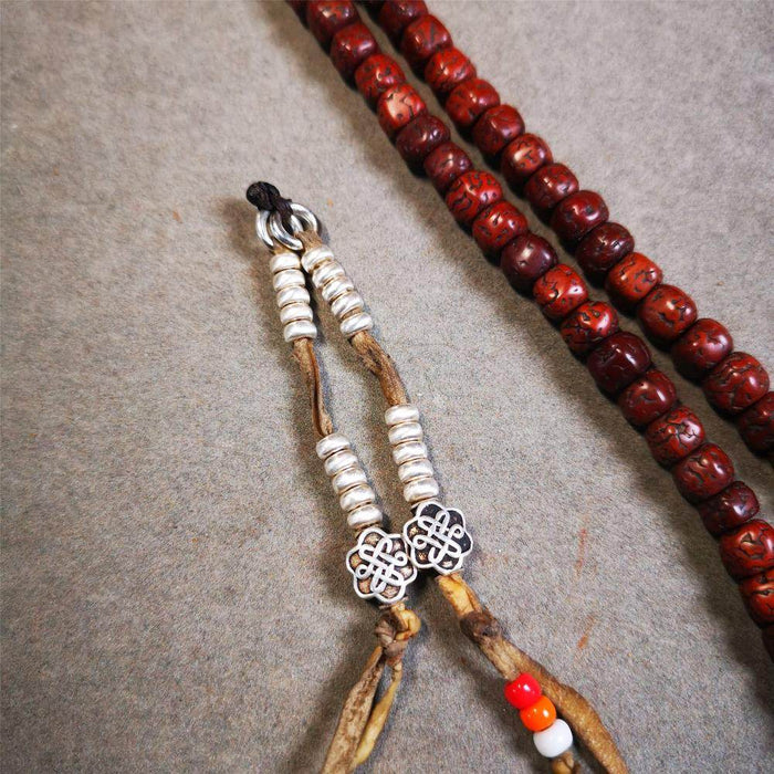 5mm Sterling Silver Prayer Bead Counters with Lucky Knot Pendant - Tibetan Buddhist art, view 4