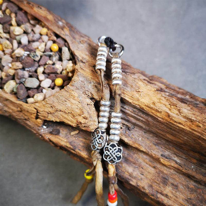 5mm Sterling Silver Prayer Bead Counters with Lucky Knot Pendant - Tibetan Buddhist art, view 6
