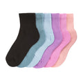 Half-crew sock multipack, ribbed cuffs in black, blue, purple, and pink