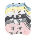 6-pack pastel no-show socks with cow and chicken graphics, elastic logo bands