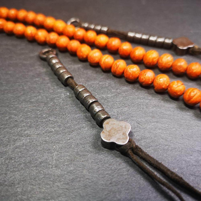 6mm Cold Iron Prayer Bead Counters with Gesang Flower Pendant - Tibetan Buddhist art, view 4