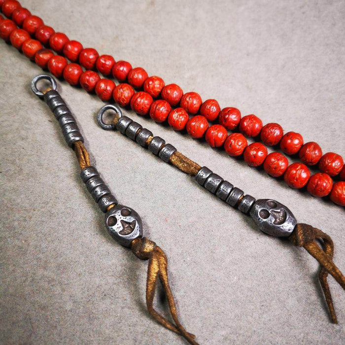 6mm Cold Iron Prayer Bead Counters - Tibetan Buddhist art, front view