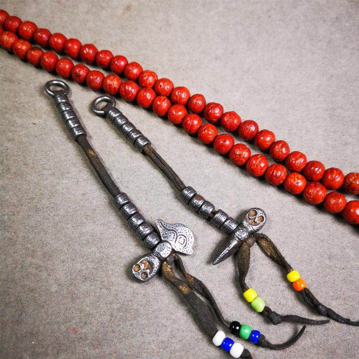 6mm Cold Iron Prayer Bead Counters - Tibetan Buddhist art, front view