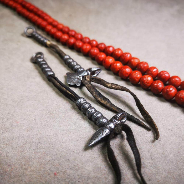 6mm Cold Iron Prayer Bead Counters - Tibetan Buddhist art, front view