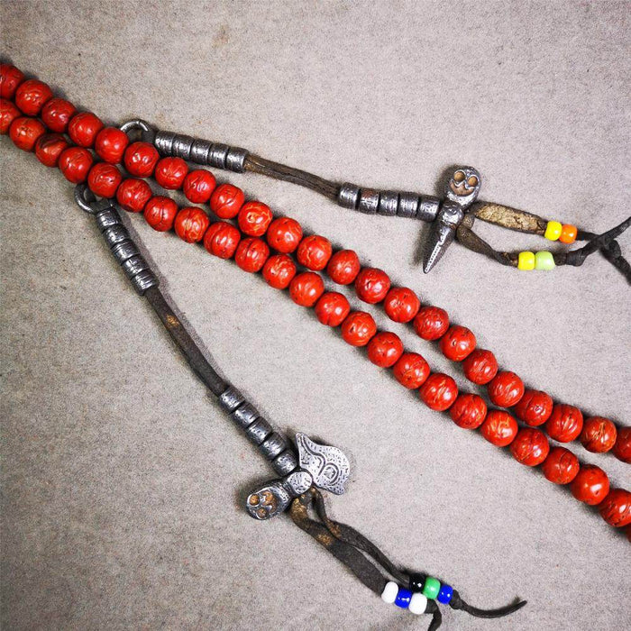 6mm Cold Iron Prayer Bead Counters - Tibetan Buddhist art, detailed view