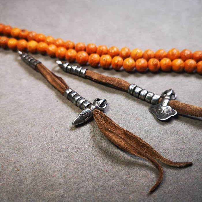6mm Cold Iron Prayer Bead Counters - Tibetan Buddhist art, close-up detail
