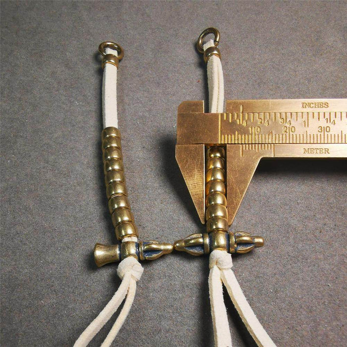 7mm Brass Prayer Bead Counters with Vajra and Bell Pendant - Tibetan Buddhist vajra, view 6