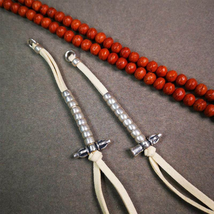 7mm Brass Prayer Bead Counters with Vajra and Bell Pendant - Tibetan Buddhist vajra, view 8