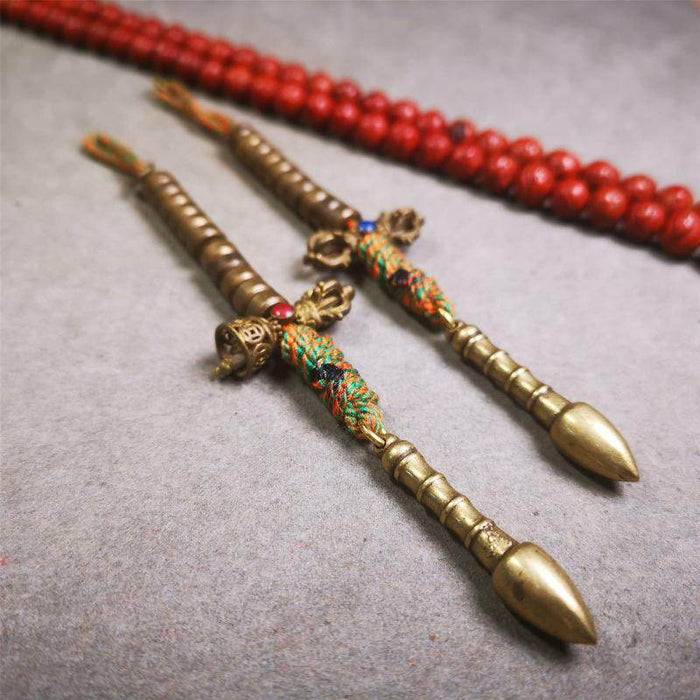 7mm Brass Prayer Bead Counters - Tibetan Buddhist art, front view