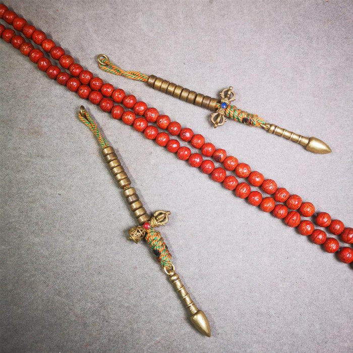 7mm Brass Prayer Bead Counters - Tibetan Buddhist art, detailed view