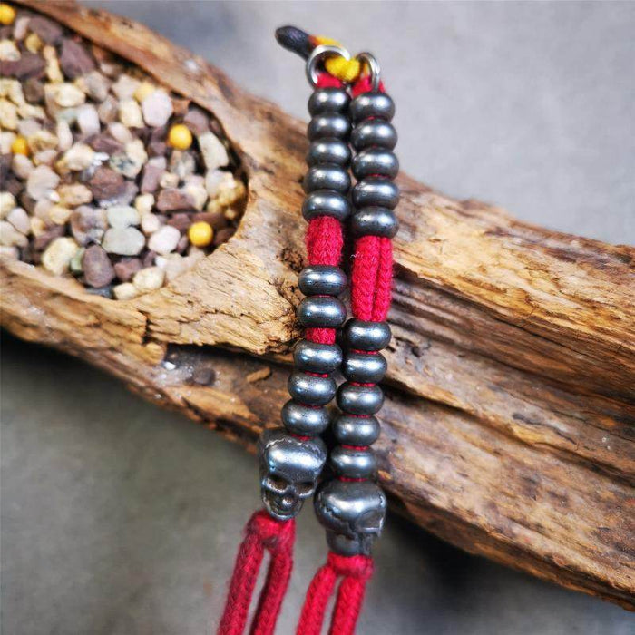 7mm Cold Iron Prayer Bead Counters with Skull Pendant - Tibetan Buddhist art, view 7