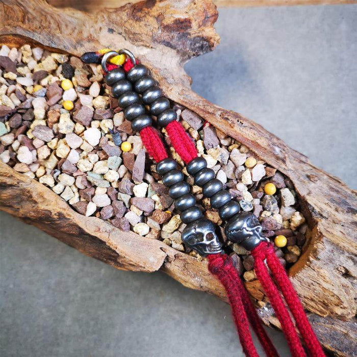 7mm Cold Iron Prayer Bead Counters with Skull Pendant - Tibetan Buddhist art, view 8