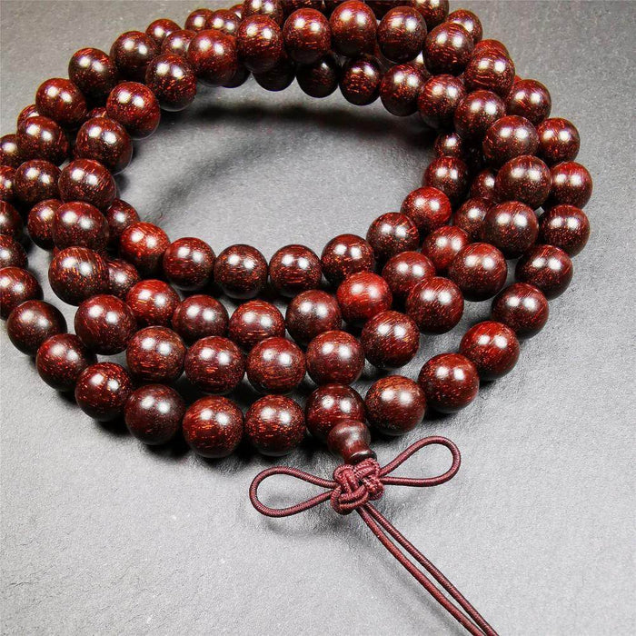 9mm Dalbergia Wood Huanghuali Mala,92cm - Tibetan Buddhist mala beads, view 4