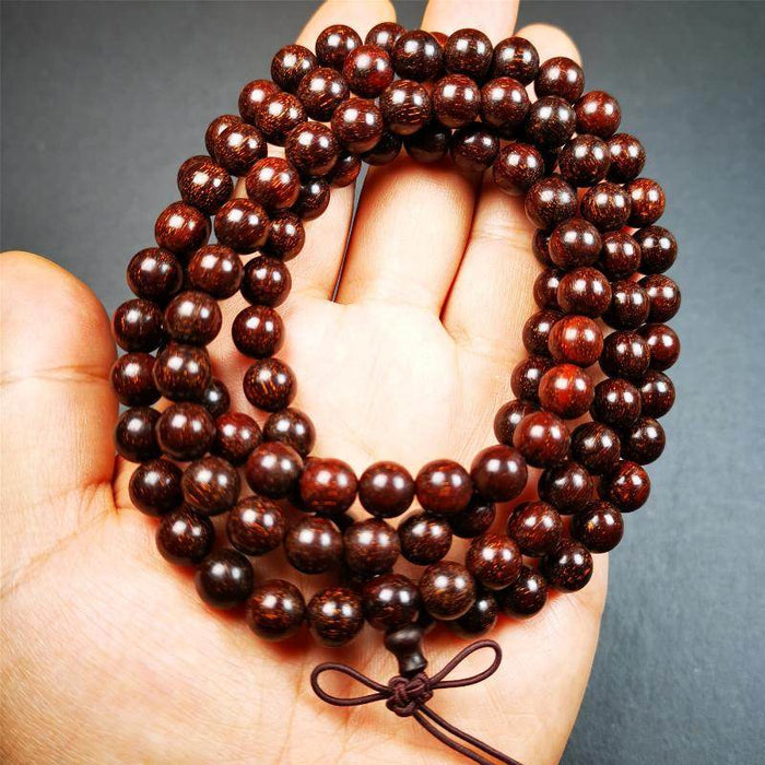 9mm Dalbergia Wood Huanghuali Mala,92cm - Tibetan Buddhist mala beads, view 6