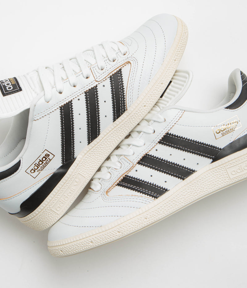 Adidas Busenitz Shoes in Crystal White and Core Black / Off White