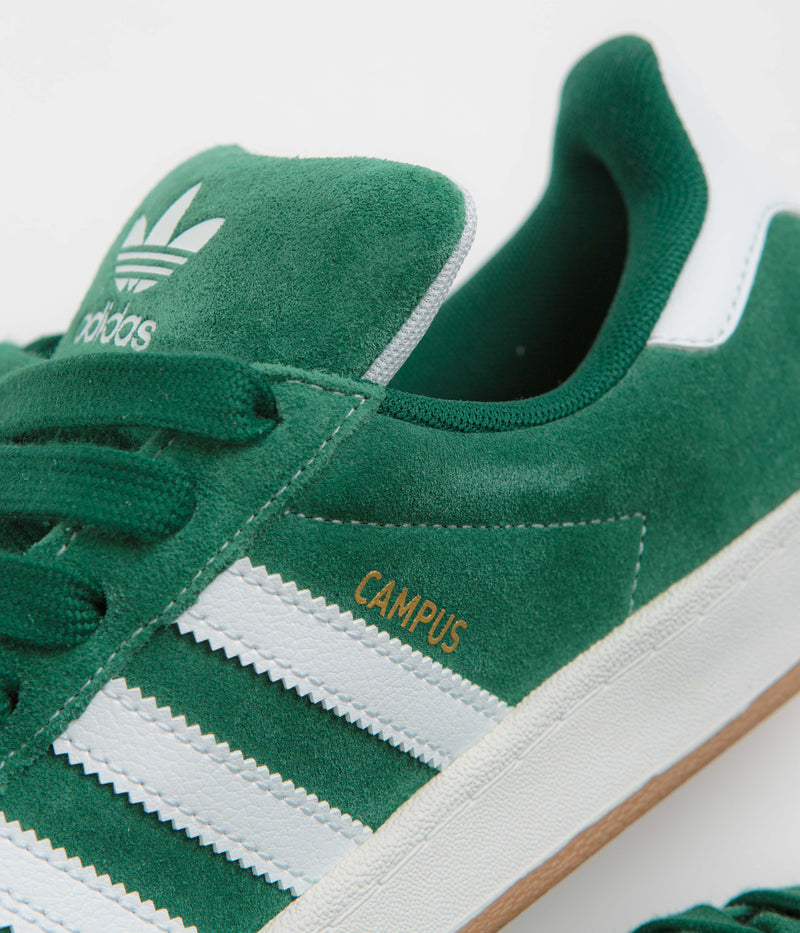 Adidas Campus ADV Shoes in Collegiate Green and FTWR White / Gold Metallic