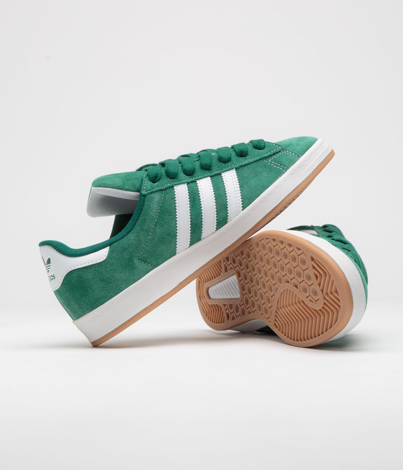 Adidas Campus ADV Shoes in Collegiate Green and FTWR White / Gold Metallic