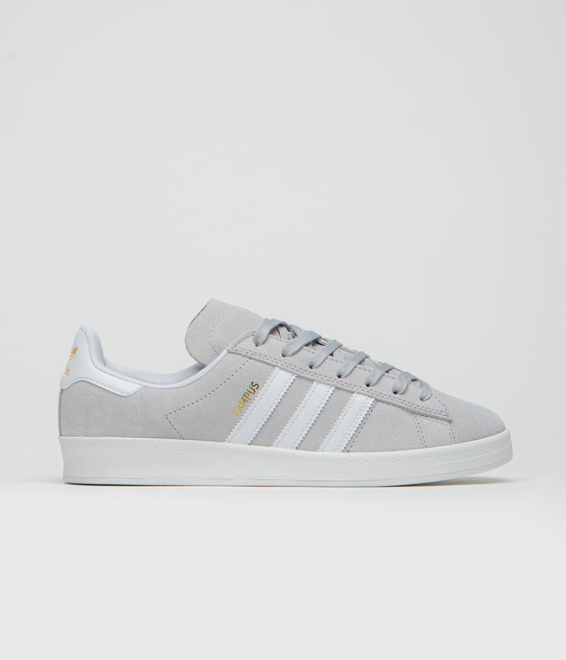Adidas Campus ADV Shoes in Grey Two and FTWR White / Gold Metallic