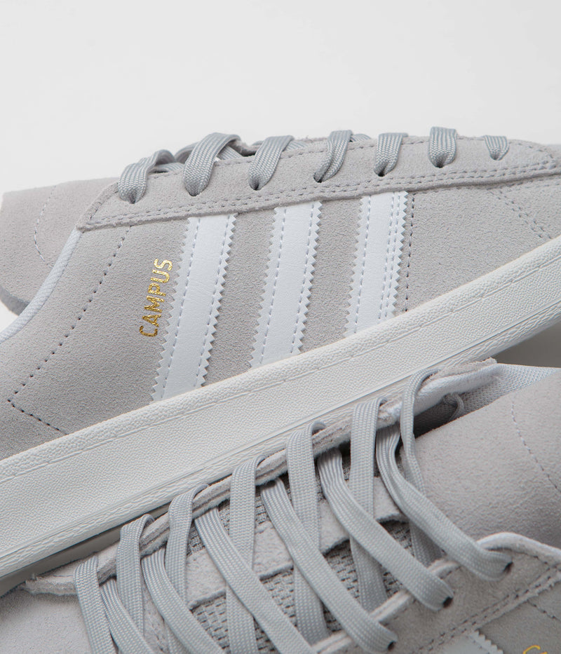 Adidas Campus ADV Shoes in Grey Two and FTWR White / Gold Metallic