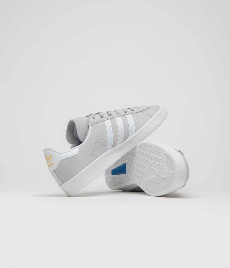 Adidas Campus ADV Shoes in Grey Two and FTWR White / Gold Metallic
