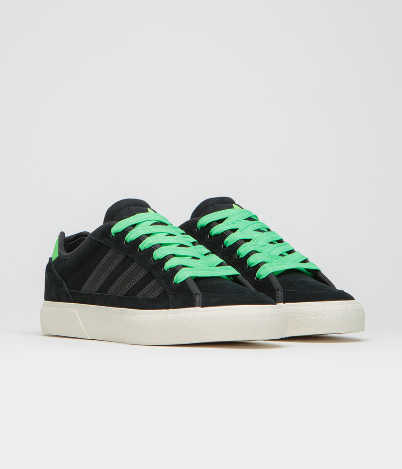 Adidas Court TNS Premiere Shoes in Core Black and Carbon / Lime Burst