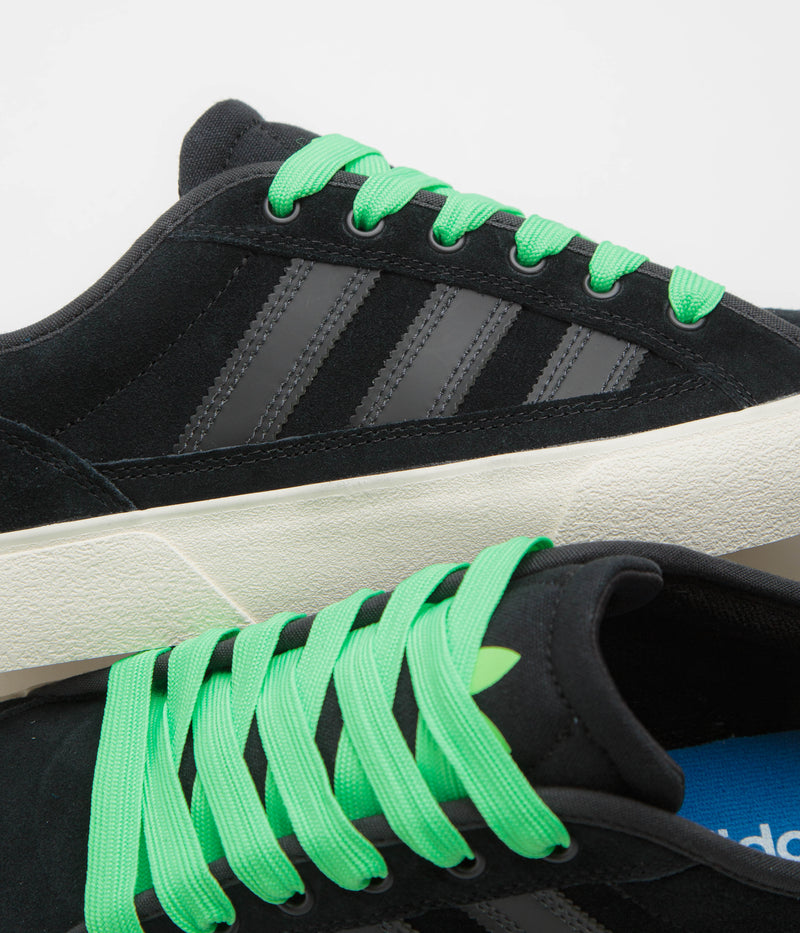 Adidas Court TNS Premiere Shoes in Core Black and Carbon / Lime Burst