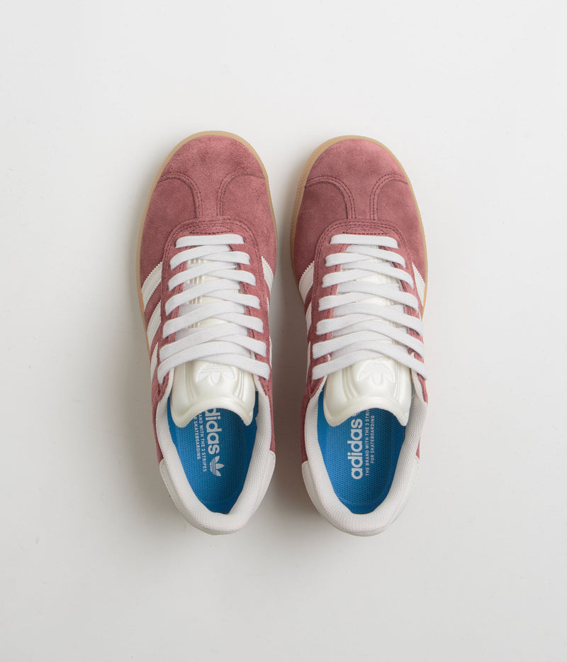 Adidas Gazelle ADV Shoes in Shadow Red and Crystal White / Gold Metallic