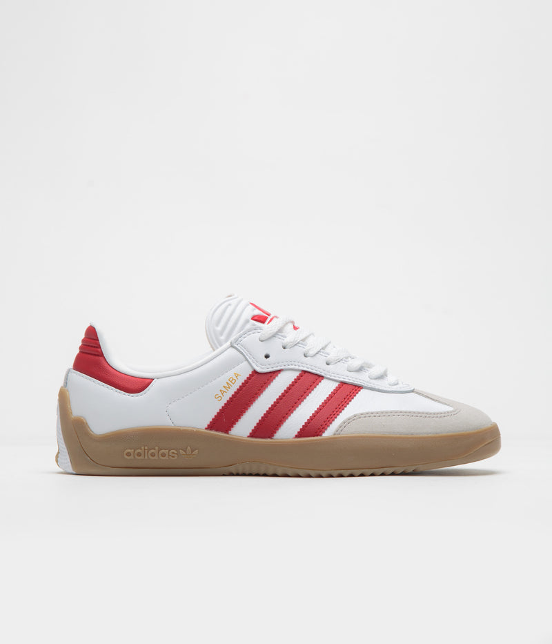 Adidas Puig Samba Shoes in FTWR White and Better Scarlet / Gum4