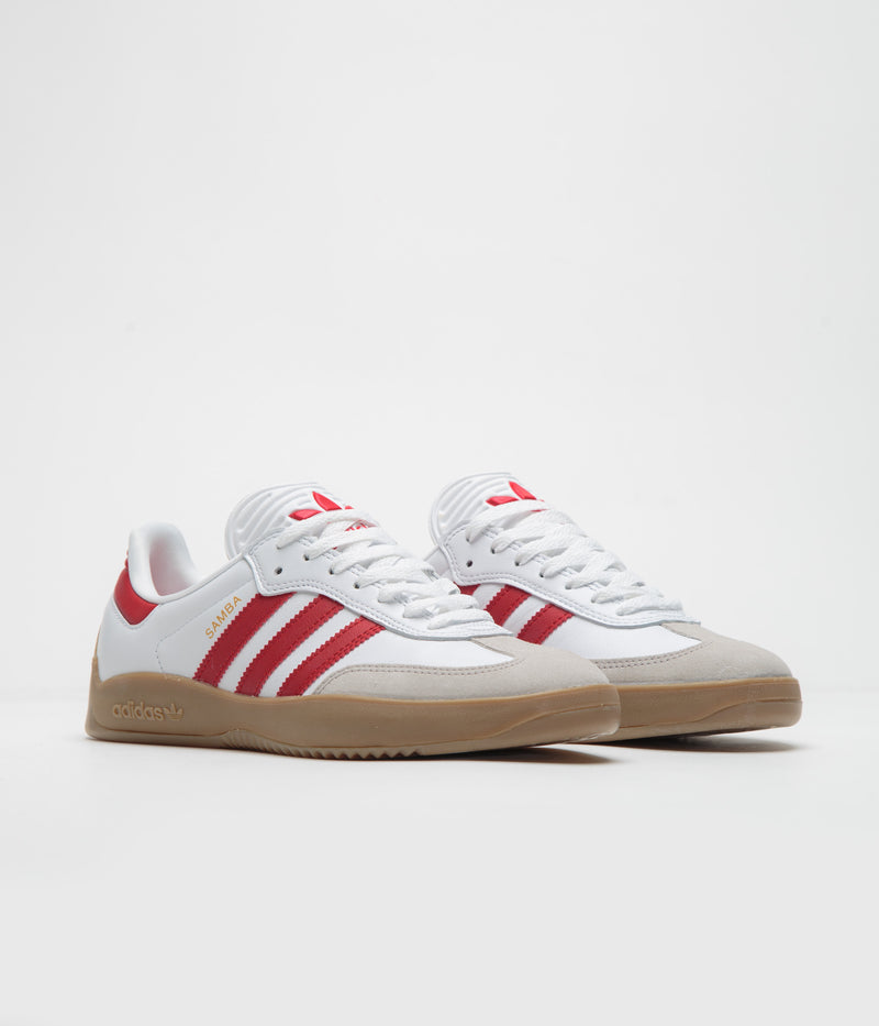 Adidas Puig Samba Shoes in FTWR White and Better Scarlet / Gum4