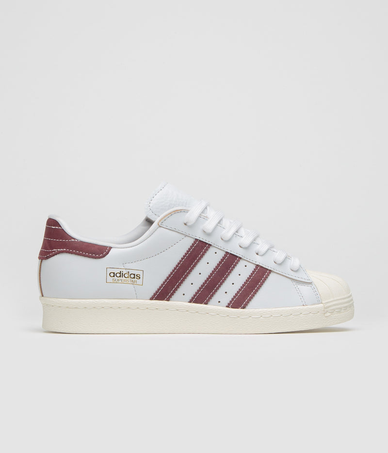 Adidas Superstar 80 ADV Shoes in Crystal White and Shadow Red / Off White