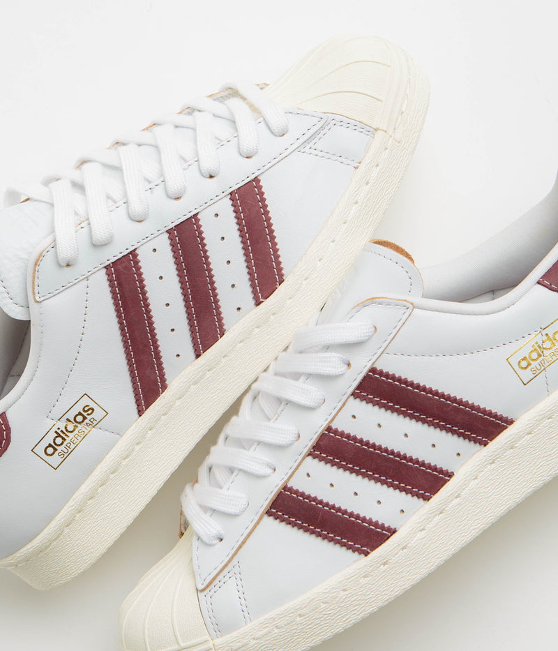 Adidas Superstar 80 ADV Shoes in Crystal White and Shadow Red / Off White