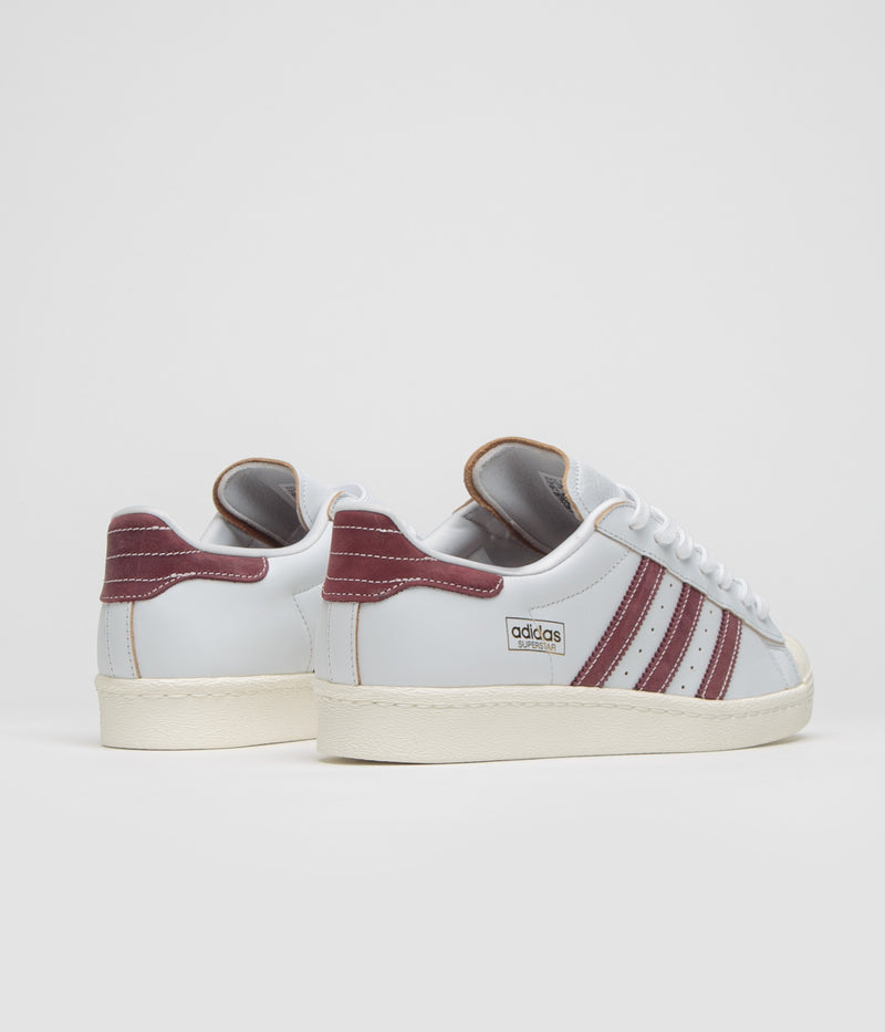 Adidas Superstar 80 ADV Shoes in Crystal White and Shadow Red / Off White