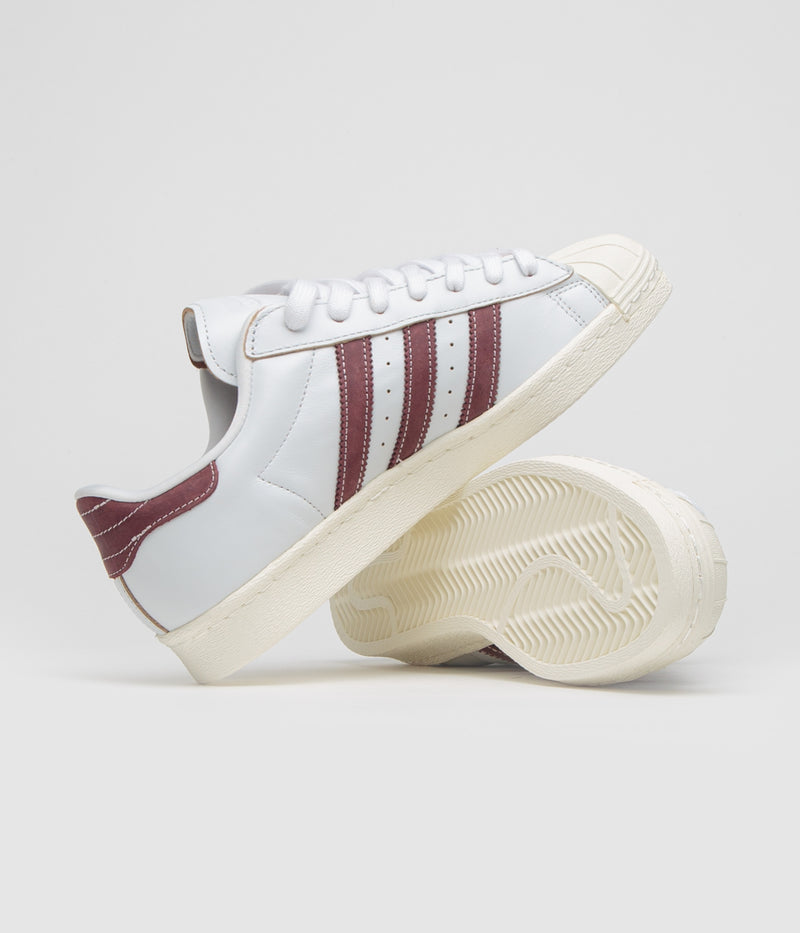 Adidas Superstar 80 ADV Shoes in Crystal White and Shadow Red / Off White