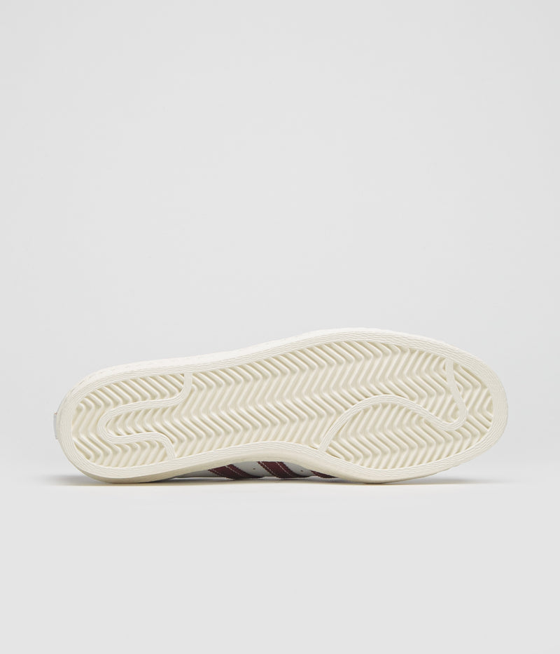 Adidas Superstar 80 ADV Shoes in Crystal White and Shadow Red / Off White
