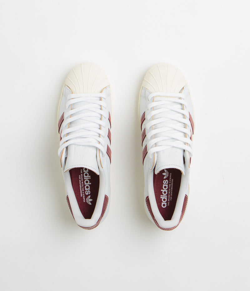 Adidas Superstar 80 ADV Shoes in Crystal White and Shadow Red / Off White