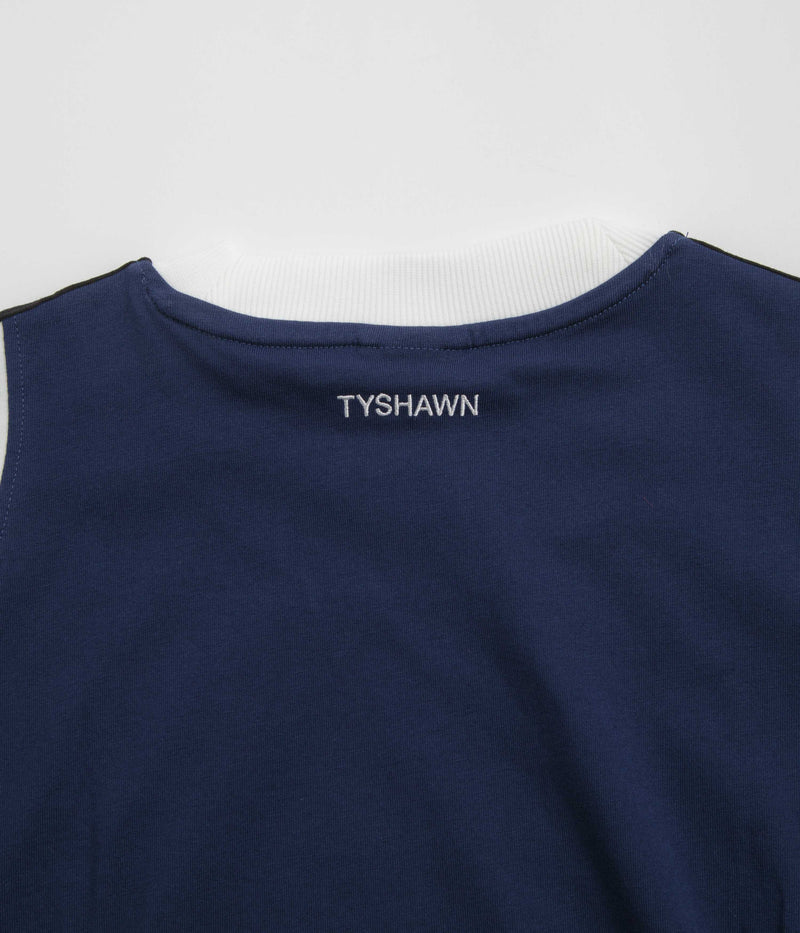 Adidas Tyshawn T-Shirt in Dark Blue and White