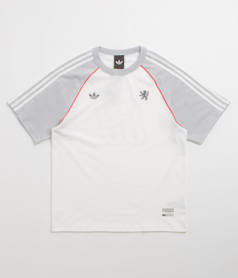 Adidas x Wall Street x Olympique Lyonnais Jersey in White and Solid Grey / Active Pink
