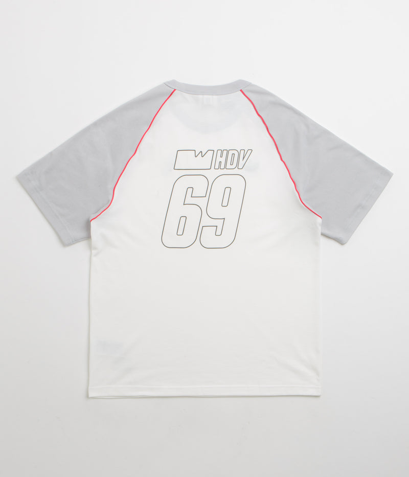 Adidas x Wall Street x Olympique Lyonnais Jersey in White and Solid Grey / Active Pink