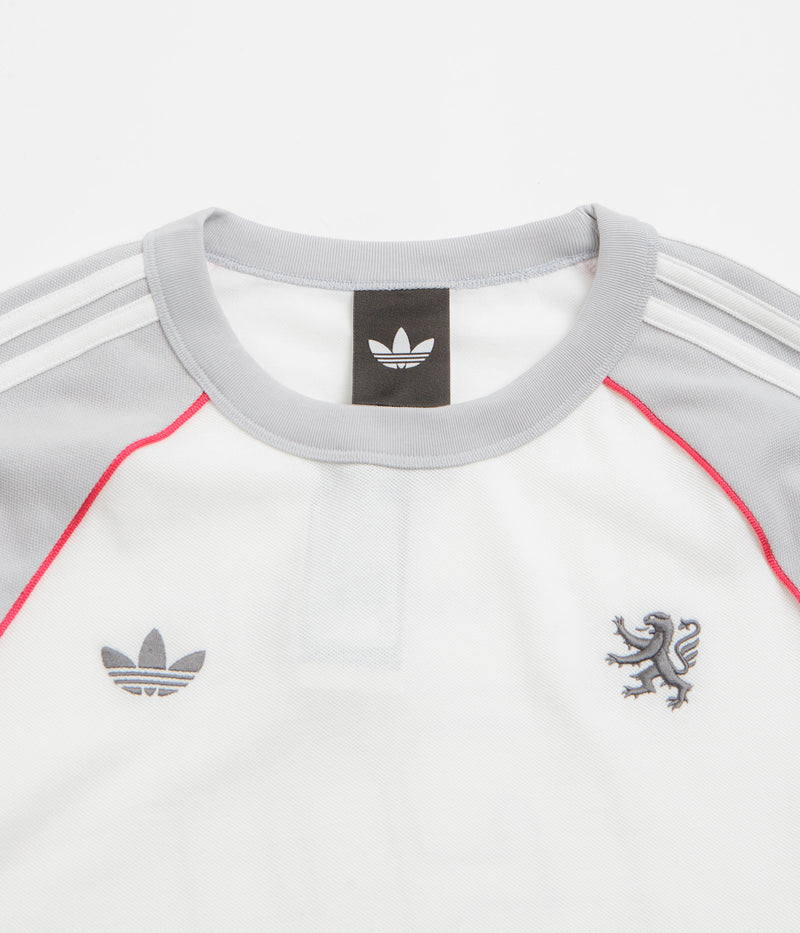 Adidas x Wall Street x Olympique Lyonnais Jersey in White and Solid Grey / Active Pink