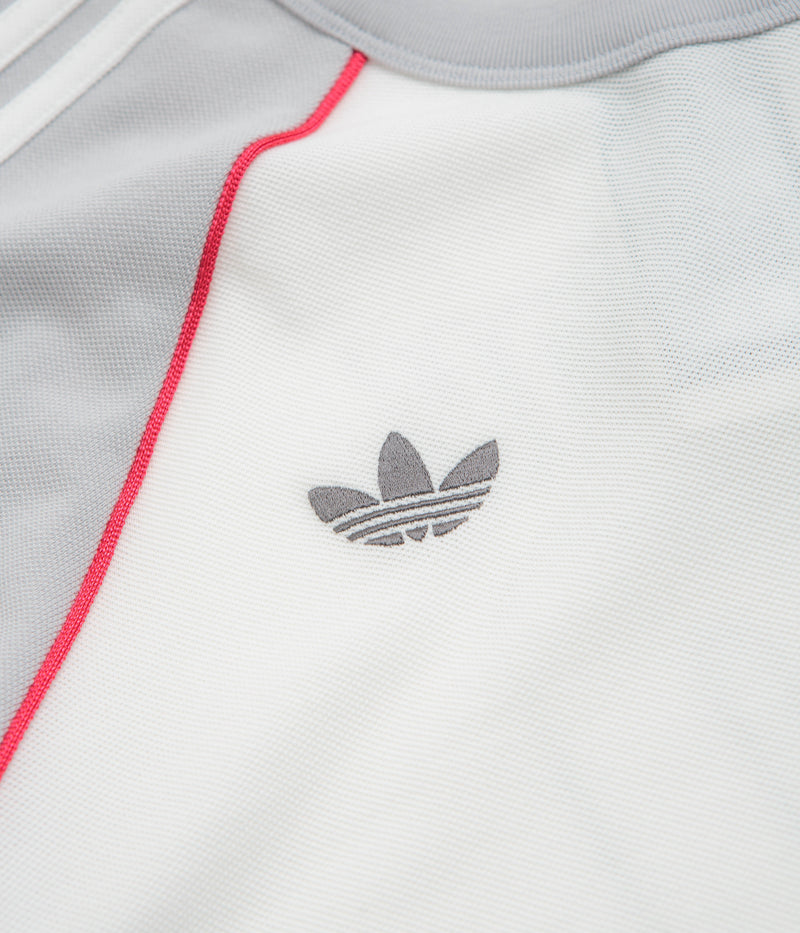 Adidas x Wall Street x Olympique Lyonnais Jersey in White and Solid Grey / Active Pink
