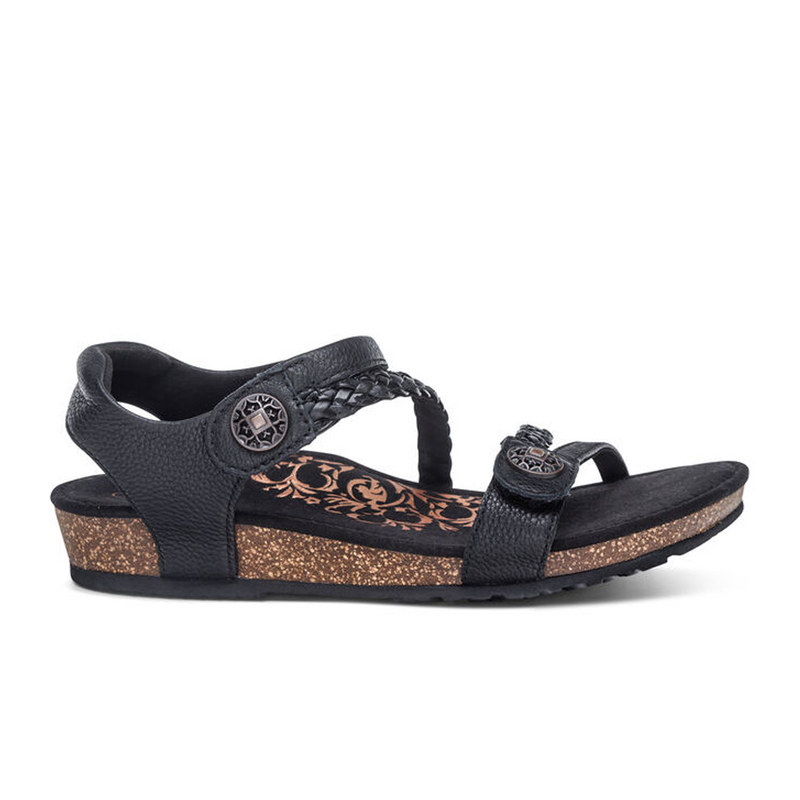 Aetrex Jillian Braided Backstrap Sandal (Women) - Black Sandal - Backstrap - The Heel Shoe Fitters