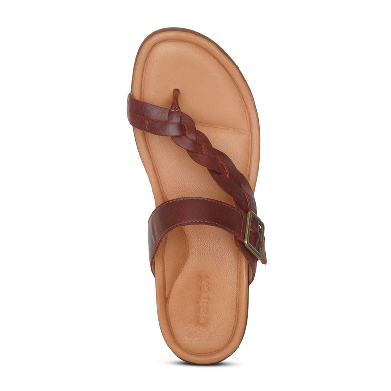 Aetrex Selena Sandal (Women) - Red Sandal - Thong - The Heel Shoe Fitters
