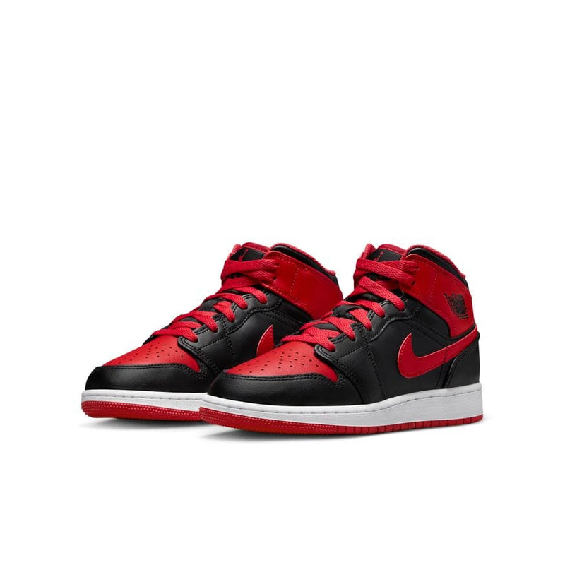 Air Jordan Footwear 3.5Y / BLACK/FIRE RED-WHITE Air Jordan 1 Mid (GS)