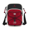 Air Jordan Festival bag in black, red and white with front zipper and Jordan logo