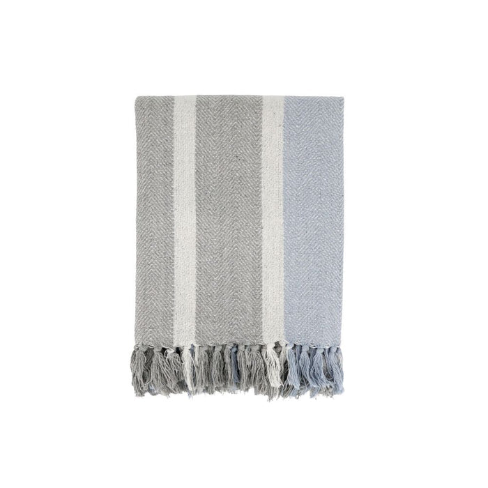 Aix Sky Blue & French Grey Stripe Throw